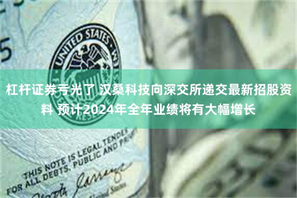 杠杆证券亏光了 汉桑科技向深交所递交最新招股资料 预计2024年全年业绩将有大幅增长