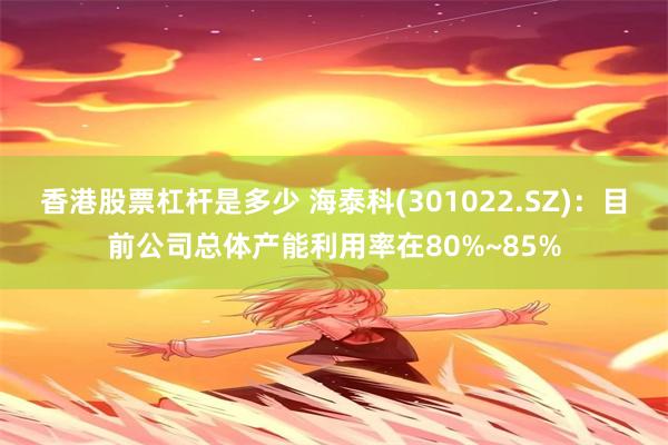 香港股票杠杆是多少 海泰科(301022.SZ)：目前公司总体产能利用率在80%~85%